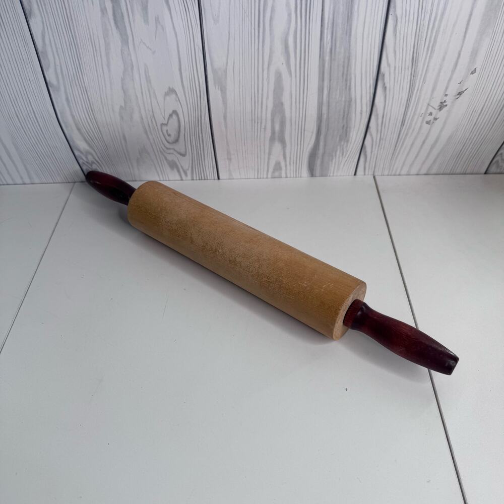 Vintage Wooden Rolling Pin Farmhouse Baking Kitchen Decor Primitive Two Tone